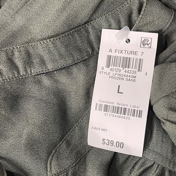 And Now This Large Top Button-Up Keyhole V-Neck Long Sleeve Hi-Low Pleated Green - Picture 8 of 10